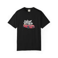 Car Enthusiast T‑Shirt — Red Sports Car Graphic with 'GRAV' Graffiti